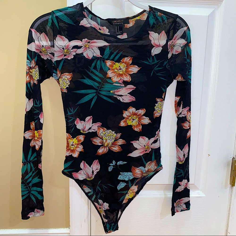 Floral see-through bodysuit